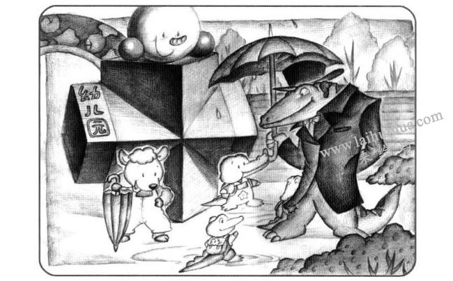 两个长方体组合儿童创意素描画法步骤04