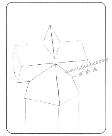 长方体与棱柱的组合体儿童创意素描画法步骤01
