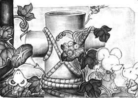 两个圆柱体儿童创意素描画法