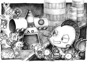 圆锥与圆柱组合体儿童创意素描画法
