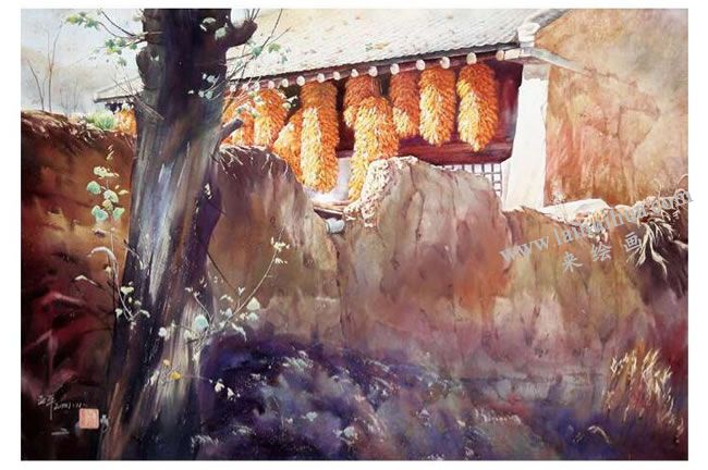 水彩画揉戳用笔技法范画