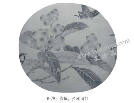 工笔画《琵琶山鸟图》临摹步骤：整理画面关系