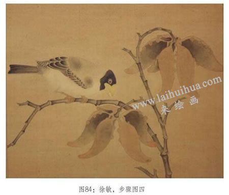 工笔画《梧桐蜡嘴图》临摹绘制步骤：开粉丝毛