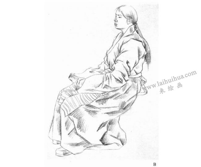 女性人像慢写步骤B