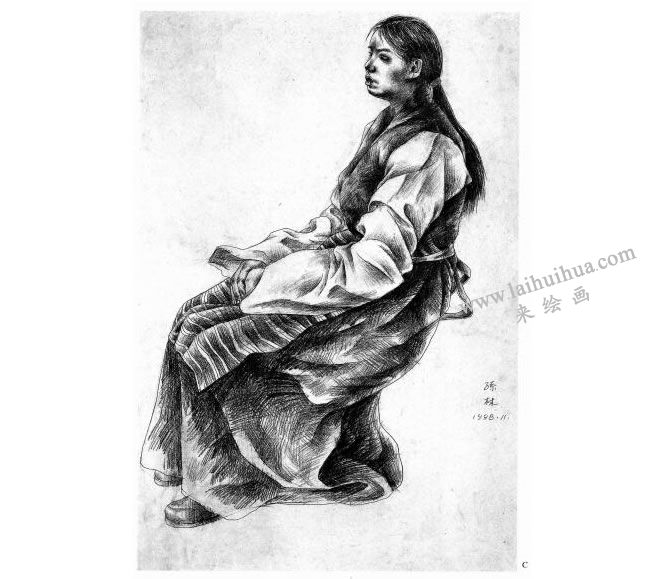 女性人像慢写步骤C