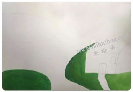 春暖花开儿童水粉画法步骤02