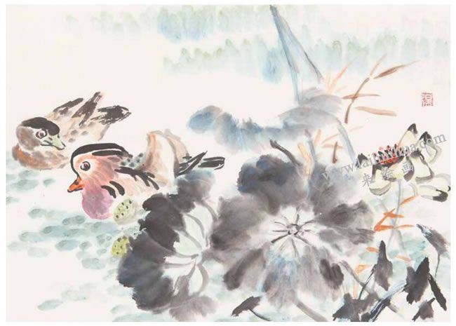 荷塘双凫