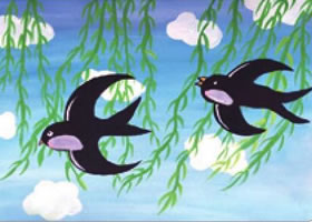追寻春光水粉画法步