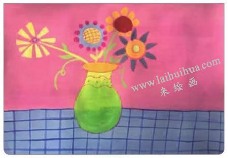 花瓶中的花儿水粉画法步骤03