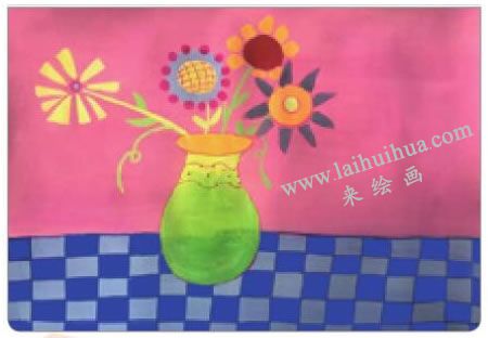 花瓶中的花儿水粉画法步骤04