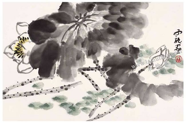 荷叶的写意画法