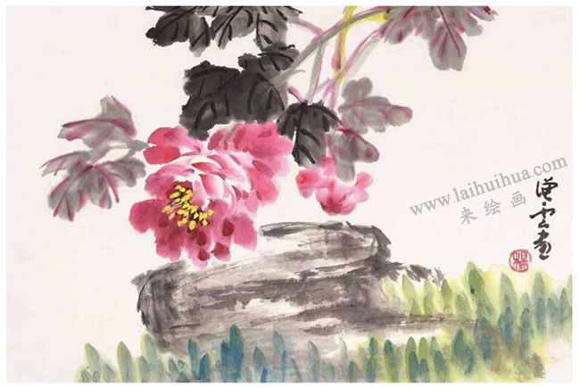 牡丹花写意画法构图样式