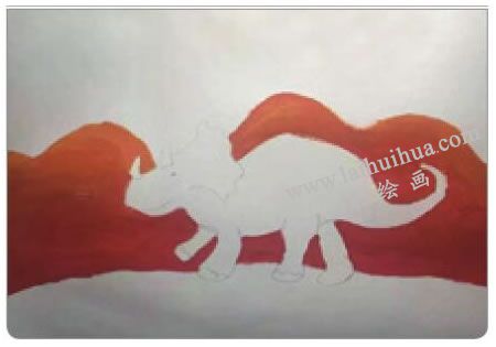行走的恐龙水粉画法步骤02