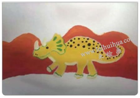 行走的恐龙水粉画法步骤03
