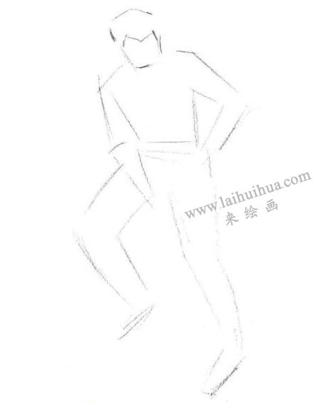 单人速写线面结合法作画步骤01
