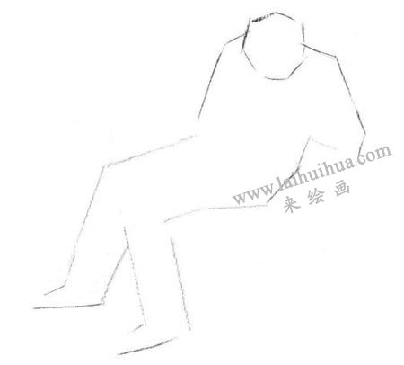 坐姿男青年速写线面结合法作画步骤01