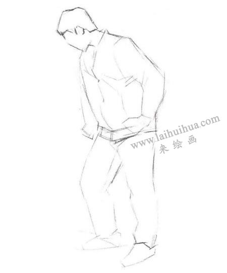 单人速写线条表现法作画步骤02