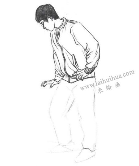 单人速写线条表现法作画步骤04