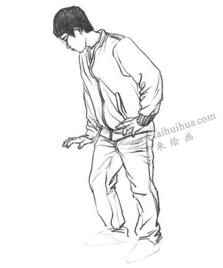 单人速写线条表现法作画步骤05