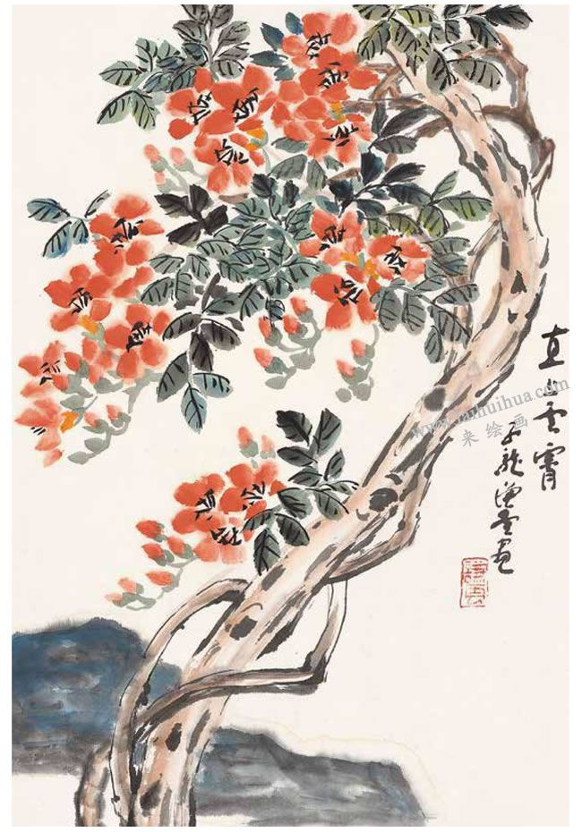 凌宵花写意画作品