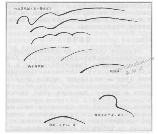 禽鸟白描画法的基本笔法
