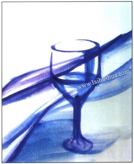 高脚杯水粉画法步骤01