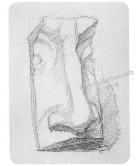 石膏鼻子素描画法步骤03