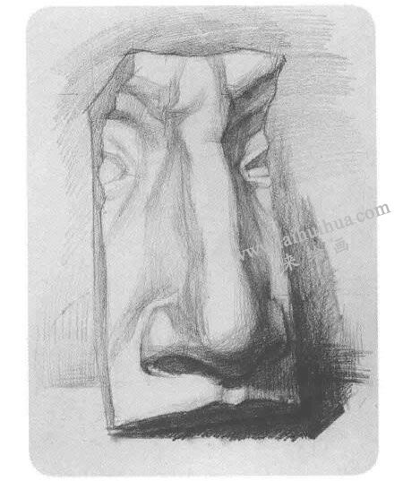 石膏鼻子素描画法步骤04
