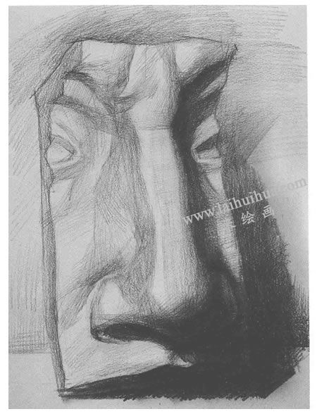 石膏鼻子素描画法步骤05