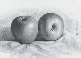 苹果组合素描作画步骤