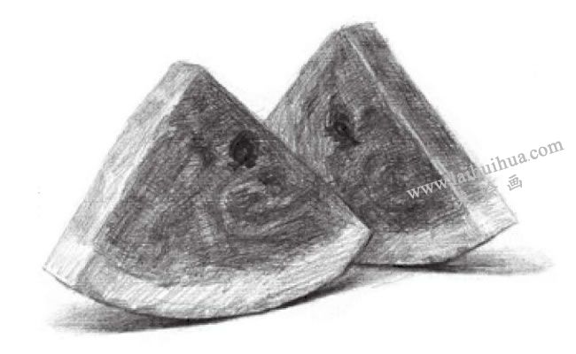 西瓜素描画法步骤04