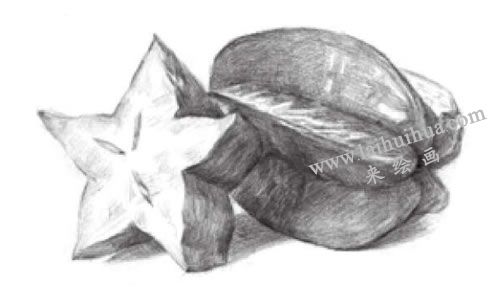 阳桃素描画法步骤04