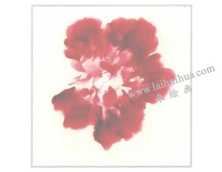粉红牡丹花正面写意画法步骤02