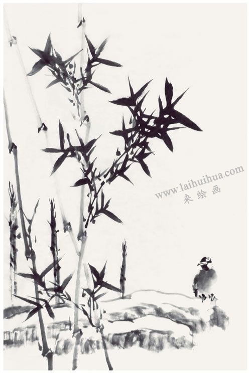 名家贾宝珉《竹报平安》画法步骤08