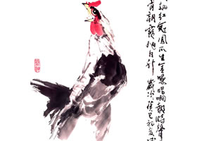 林成翰《司晨图》画法步骤