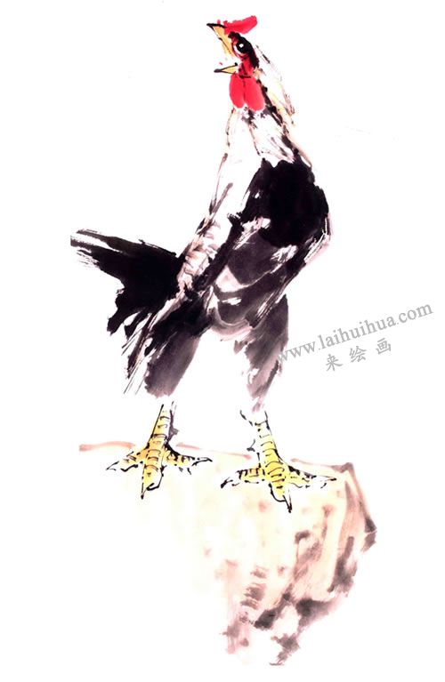 林成翰《司晨图》画法步骤08
