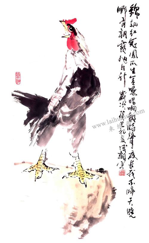 林成翰《司晨图》画法步骤09