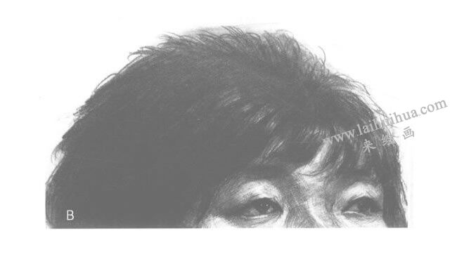 女性头发的素描画法B