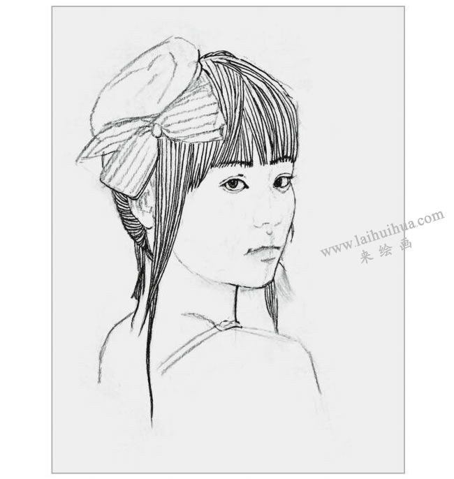 女青年头部的速写绘画步骤04