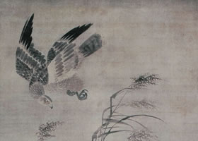 吕纪《残荷鹰鹭图》轴赏析