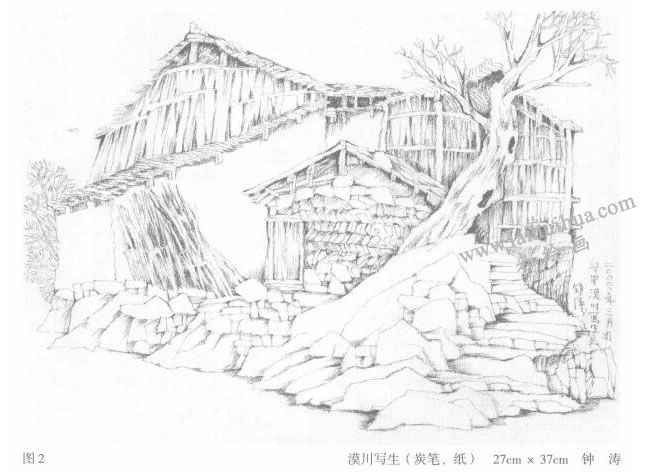 漠川写生,风景素描