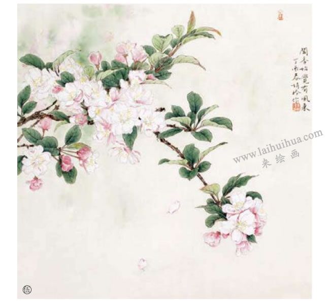 工笔海棠花画法步骤05
