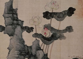 陈洪绶《湖石荷花图》册赏析