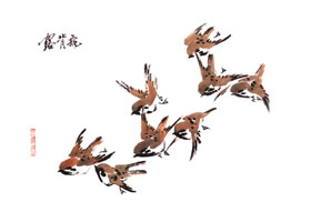 麻雀的写意画法