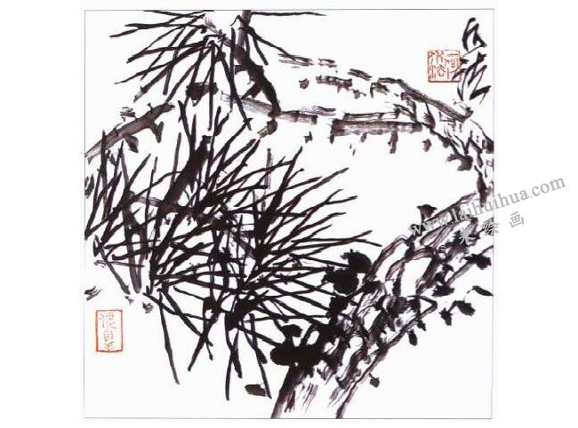 松柏的写意画法03