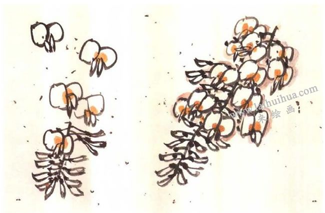 银藤（白色）画法，勾线法