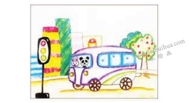 公共汽车蜡笔画法步骤图示05