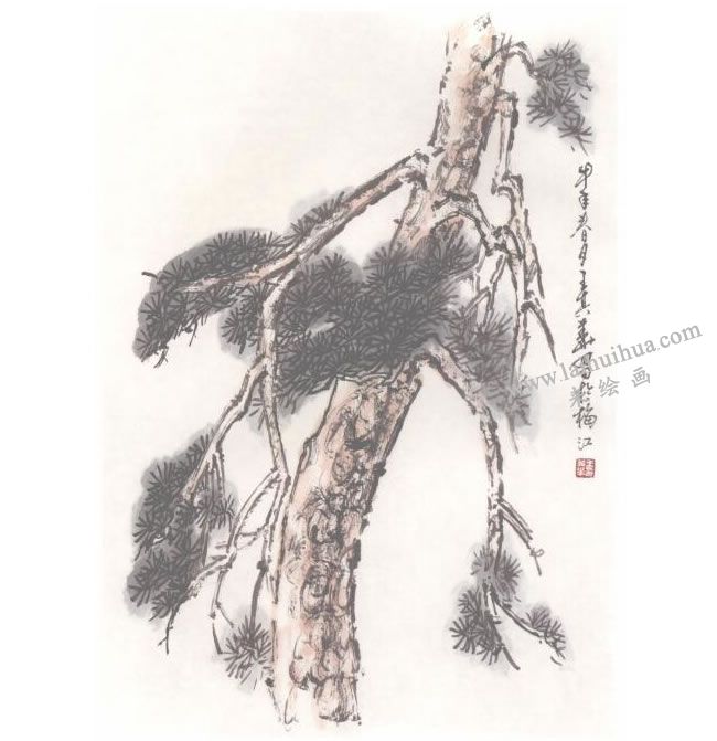 中国画松树的画法步骤04