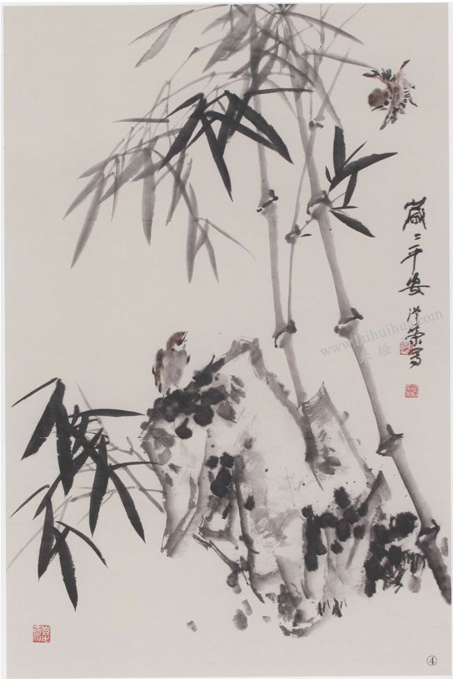 中国画墨竹《岁岁平安》画法步骤04