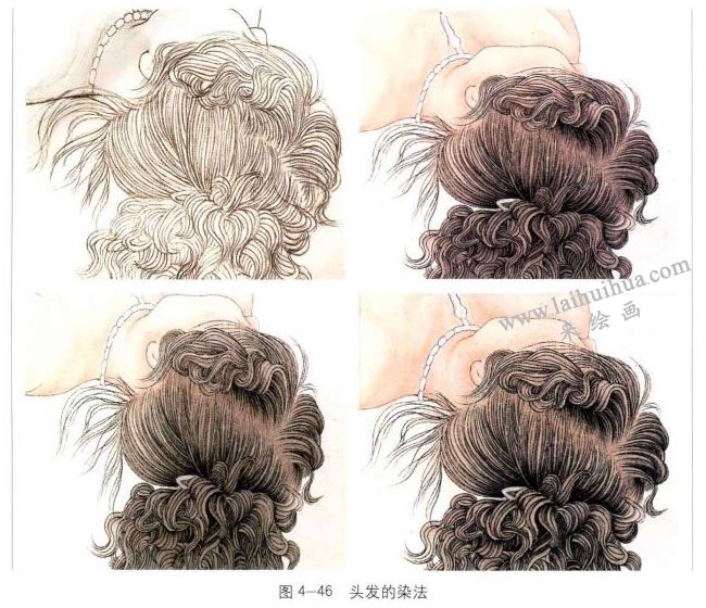 头发的染法，工笔人物画